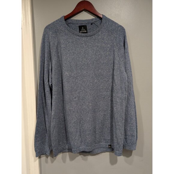 Prana Men's Marled Blue Long Sleeved Lightweight Sweater Crew Neck Size L - Picture 2 of 16